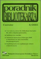 Okładka Poradnik Bibliotekarza 2003, nr 6