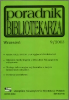 Okładka Poradnik Bibliotekarza 2003, nr 9