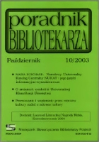 Okładka Poradnik Bibliotekarza 2003, nr 10