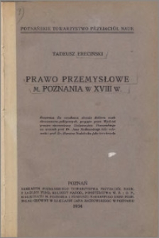 Prawo przemysłowe miasta Poznania w XVIII w.