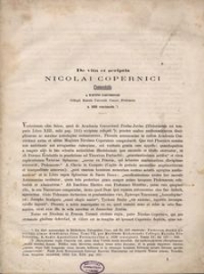 De Vita et scriptis Copernici Commentatio