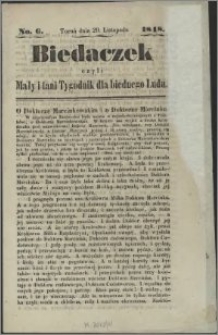 Biedaczek : czyli mały i tani tygodnik dla biednego ludu, 1848.11.29 R. 1 nr 6