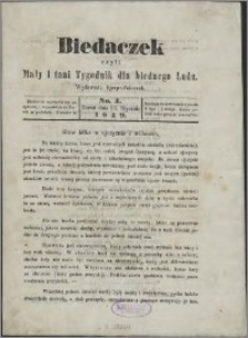 Biedaczek : czyli mały i tani tygodnik dla biednego ludu, 1849.01.26 R. 2 nr 4