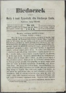 Biedaczek : czyli mały i tani tygodnik dla biednego ludu, 1849.03.23 R. 2 nr 12