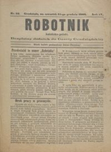 Robotnik Katolicko - Polski : bezpłatny dodatek do Gazety Grudziądzkiej 1908.12.24 R.4 nr 52