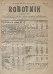 Robotnik Katolicko - Polski : bezpłatny dodatek pświęcony sprawom robotniczym 1915.01.28 R.12 nr 2