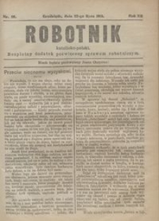 Robotnik Katolicko - Polski : bezpłatny dodatek poświęcony sprawom robotniczym 1915.07.22 R.12 nr 20