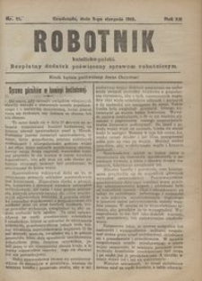 Robotnik Katolicko - Polski : bezpłatny dodatek poświęcony sprawom robotniczym 1915.08.05 R.12