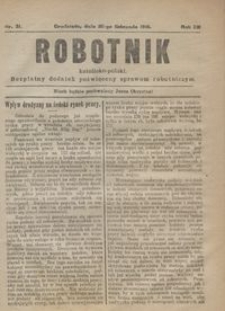 Robotnik Katolicko - Polski : bezpłatny dodatek poświęcony sprawom robotniczym 1915.11.20 R.12 nr 31