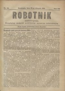 Robotnik Katolicko - Polski : bezpłatny dodatek poświęcony sprawom robotniczym 1916.08.25 R. 13 nr 22