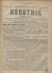 Robotnik Katolicko - Polski : bezpłatny dodatek poświęcony sprawom robotniczym 1916.09.01 R. 13 nr 23