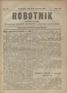 Robotnik Katolicko - Polski : bezpłatny dodatek poświęcony sprawom robotniczym 1916.09.08 R. 13 nr 24