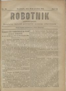 Robotnik Katolicko - Polski : bezpłatny dodatek poświęcony sprawom robotniczym 1916.12.15 R. 13 nr 33