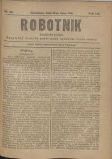 Robotnik Katolicko - Polski : bezpłatny dodatek poświęcony sprawom robotniczym 1917.07.10 R. 14 nr 27