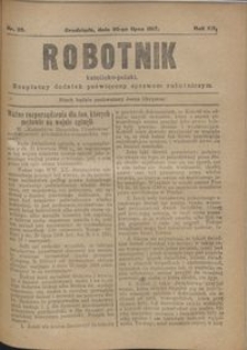 Robotnik Katolicko - Polski : bezpłatny dodatek poświęcony sprawom robotniczym 1917.07.26 R. 14 nr 29