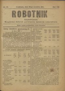 Robotnik Katolicko - Polski : bezpłatny dodatek poświęcony sprawom robotniczym 1917.09.22 R. 14 nr 37