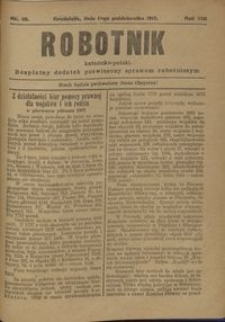 Robotnik Katolicko - Polski : bezpłatny dodatek poświęcony sprawom robotniczym 1917.10.14 R. 14 nr 40