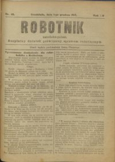 Robotnik Katolicko - Polski : bezpłatny dodatek poświęcony sprawom robotniczym 1917.12.01 R. 14 nr 45