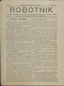 Robotnik : bezpłatny dodatek do Gazety Grudziądzkiej poświęcony sprawom robotniczym oraz sprawom inwalidów wojennych 1924.05.20 nr 3