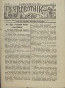 Robotnik : bezpłatny dodatek do Gazety Grudziądzkiej poświęcony sprawom robotniczym oraz sprawom inwalidów wojennych 1924.08.28 nr 14