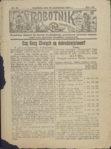 Robotnik : bezpłatny dodatek do Gazety Grudziądzkiej poświęcony sprawom robotniczym oraz sprawom inwalidów wojennych 1924.10.18 nr 18