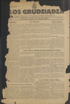 Głos Grudziądza : organ Miejskiej i Powiatowej Rady Narodowej : 1945.05.15, R. 1 nr 1