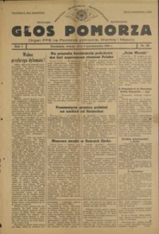 Głos Pomorza : organ PPS na Pomorze północne, Warmię i Mazury : 1945.10.09, R. 1 nr 62