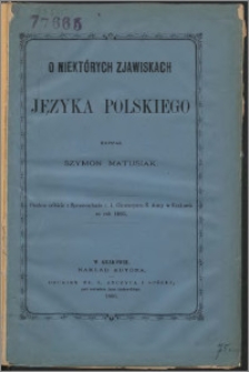 O niektórych zjawiskach języka polskiego