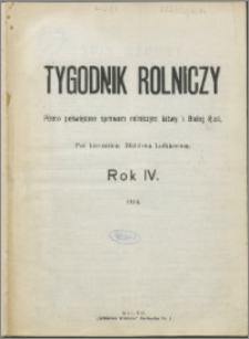 Tygodnik Rolniczy 1914, R. 4 nr 1 + spis treści