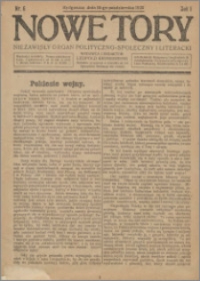 Nowe Tory : Niezawisły Organ Polityczno Społeczny i Literacki 1920.10.16 R.1 nr 6