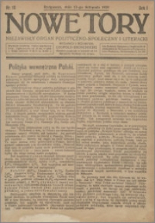 Nowe Tory : Niezawisły Organ Polityczno Społeczny i Literacki 1920.11.13 R.1 nr 10