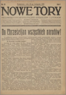 Nowe Tory : Niezawisły Organ Polityczno Społeczny i Literacki 1920.11.27 R.1 nr 12