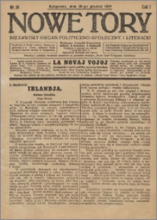Nowe Tory : Niezawisły Organ Polityczno Społeczny i Literacki 1920.12.18 R.1 nr 18