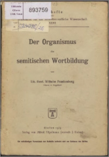 Der Organismus der semitischen Wortbildung