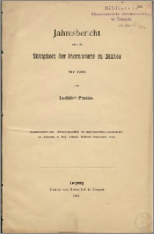 Jahresbericht über die Tätigkeit der Sternwarte zu Nižbor für 1909