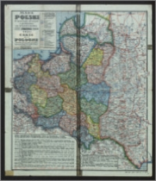 Mapa Polski w granicach obecnych z podziałem na województwa = Carte de la Pologne dans ses frontières actuelles avec partage en voiévodies (palatinats)