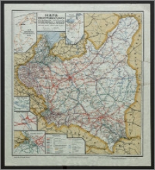 Mapa linij komunikacyjnych : kolejowych, lotniczych, samochodowych i wodnych w Polsce i na obszarze W. M. Gdańska : według stanu z dnia 1 lipca 1934 r.