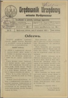 Orędownik Urzędowy Miasta Bydgoszczy, R.39, 1922, Nr 12