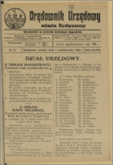 Orędownik Urzędowy Miasta Bydgoszczy, R.39, 1922, Nr 17