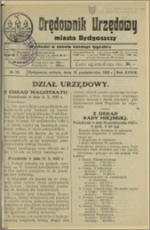 Orędownik Urzędowy Miasta Bydgoszczy, R.39, 1922, Nr 19