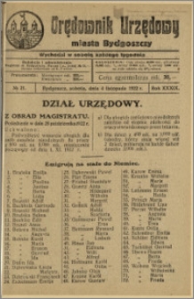 Orędownik Urzędowy Miasta Bydgoszczy, R.39, 1922, Nr 21