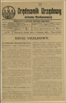 Orędownik Urzędowy Miasta Bydgoszczy, R.39, 1922, Nr 22