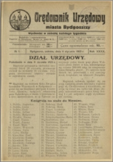 Orędownik Urzędowy Miasta Bydgoszczy, R.40, 1923, Nr 1