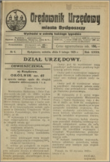 Orędownik Urzędowy Miasta Bydgoszczy, R.40, 1923, Nr 6