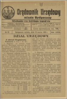 Orędownik Urzędowy Miasta Bydgoszczy, R.40, 1923, Nr 10