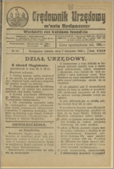 Orędownik Urzędowy Miasta Bydgoszczy, R.40, 1923, Nr 14