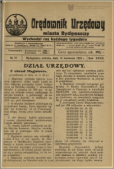 Orędownik Urzędowy Miasta Bydgoszczy, R.40, 1923, Nr 15