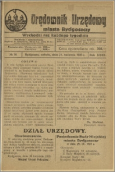 Orędownik Urzędowy Miasta Bydgoszczy, R.40, 1923, Nr 16