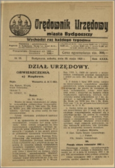 Orędownik Urzędowy Miasta Bydgoszczy, R.40, 1923, Nr 19