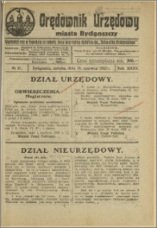 Orędownik Urzędowy Miasta Bydgoszczy, R.40, 1923, Nr 21